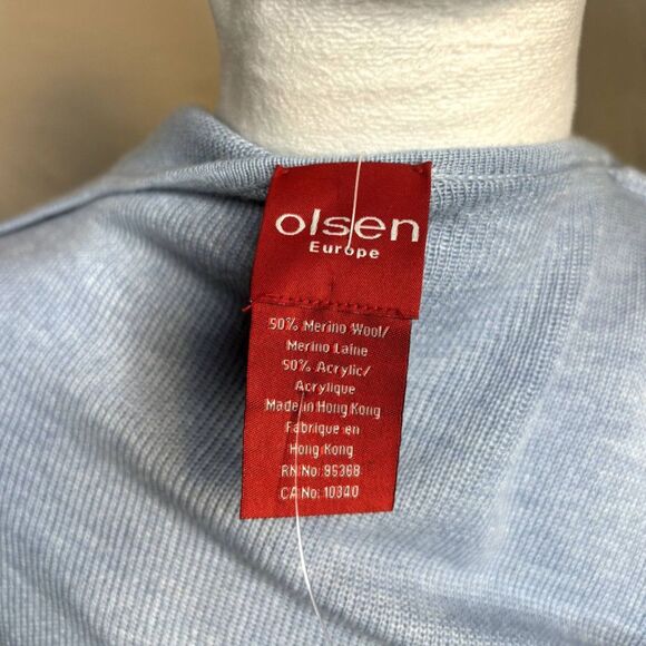 Olsen Knitted Blazer Baby Blue Cardigan Sweater Long Sleeve Womens Designer NWT - Picture 8 of 8